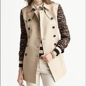 Banana Republic Leopard Sleeve Trench Coat